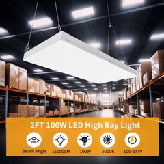 2 Pack 100W LED Linear High Bay light 2FT Commercial Warehouse Lights 100-277V