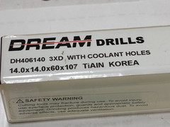 YG1 DH406140, 14.0mm Solid Carbide Coolant Through Dream Drill, 3xD TiAlN, 140°