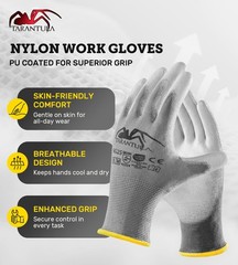 PU Coated Work Gloves, Seamless Knit Glove for Men and Women, Smooth Grip on …