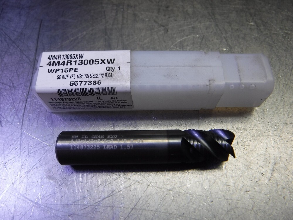 Widia/Hanita 1/2″ 4 Flute Carbide Endmill 1/2 Shank 4M4R13005XW WP15PE (LOC1278D