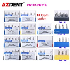 14 Type AZDENT Dental Diamond Burs Drills Kit FG101-114 for High Speed Handpiece
