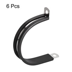 6Pcs 1-7/8″ Cable Clamp R Shape Stainless Steel Rubber Cushioned Pipe Strap