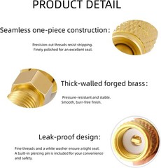 2Pcs R32 R454B Refrigerant Adapter Brass, 1/4 Inch Female to 1/4 Inch Male Rever