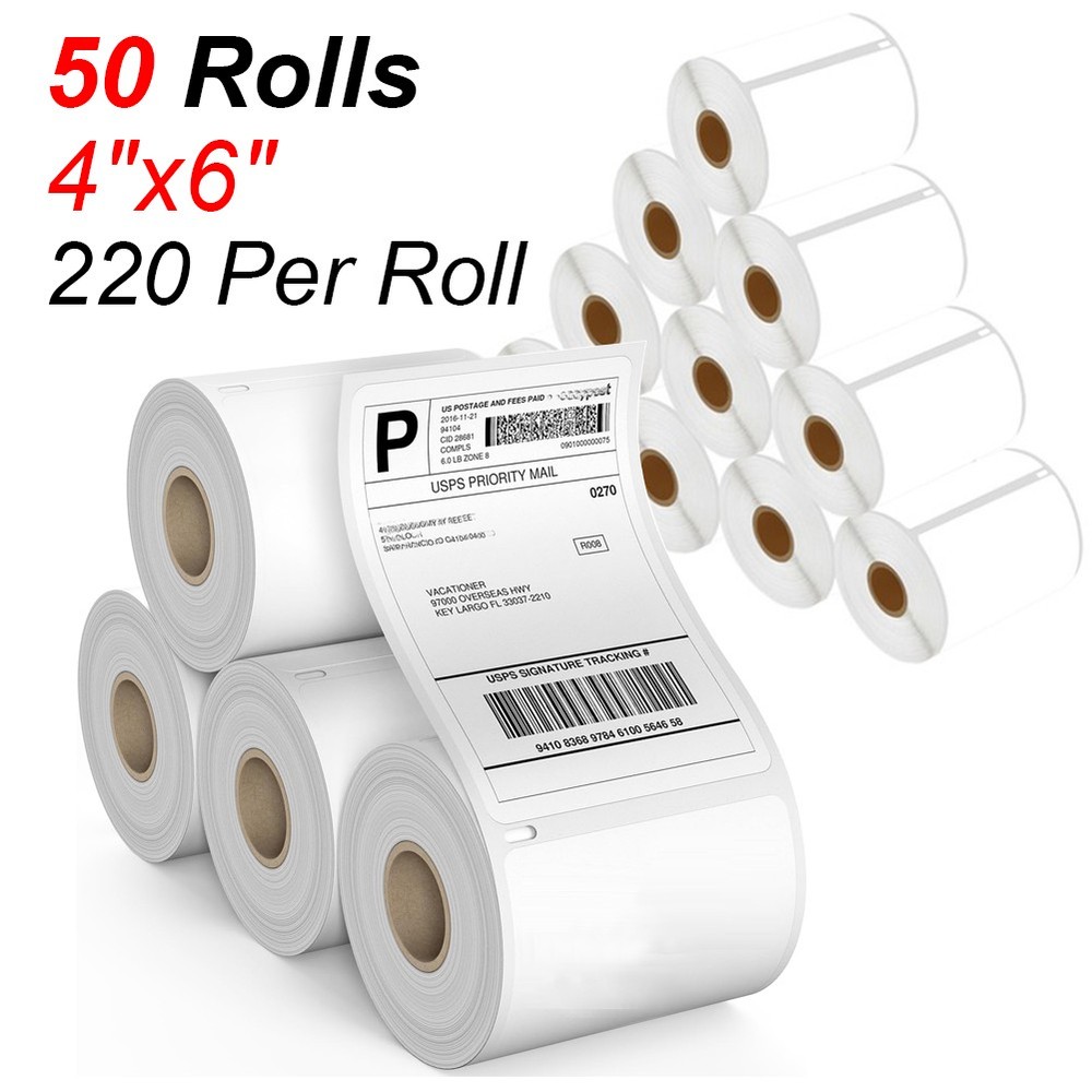 50 Rolls 4″x6″ Direct Thermal Shipping Labels 220 Per Roll 1744907 For DYMO 4XL