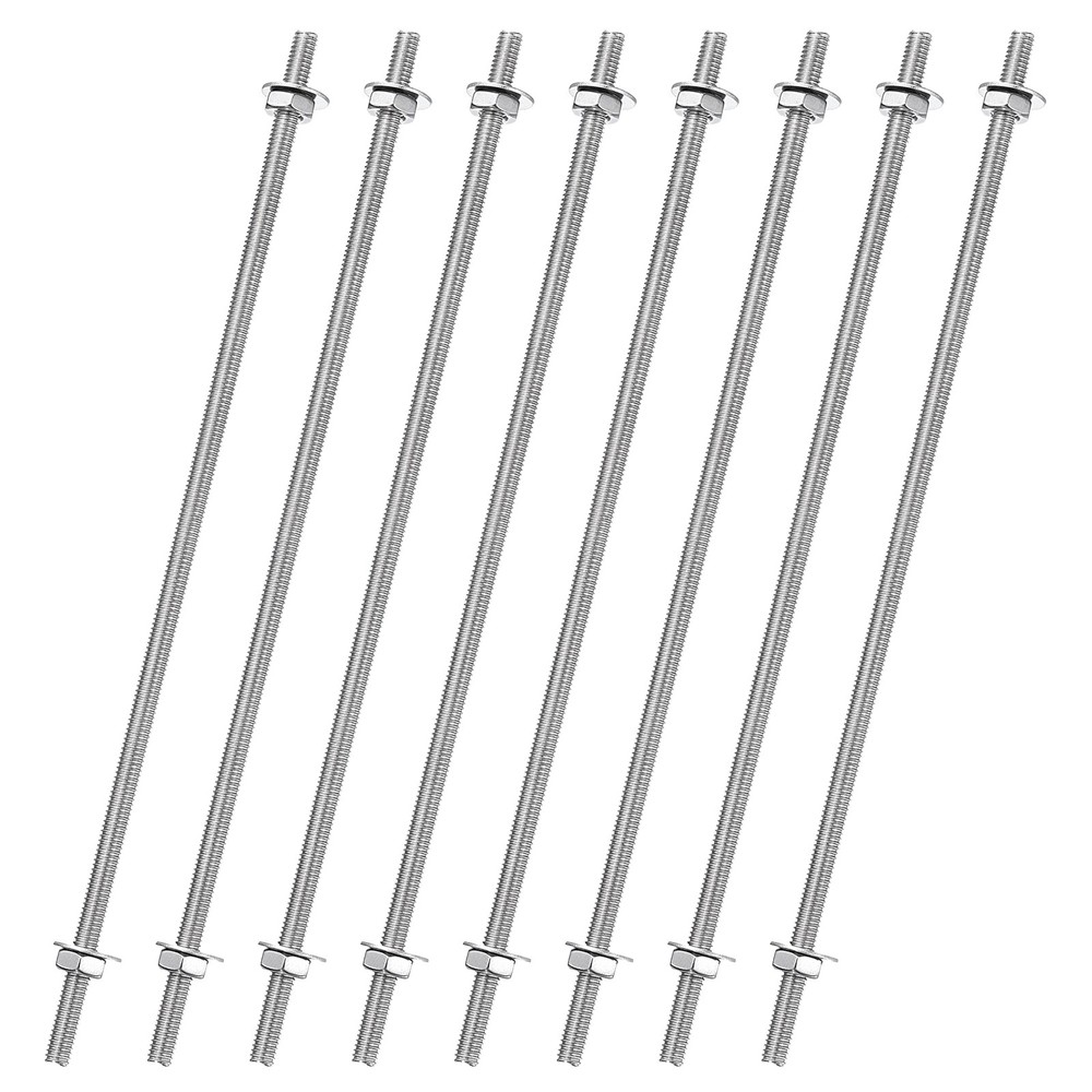 8pcs 8/32 Inch Threaded Rods with Hex Nuts and Washers 6 Inch Rod