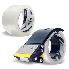 Excell Handheld Safety Tape Dispenser for 2″ Tape 3″ Core, Heavy Duty w/ 2 Rolls