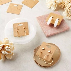 200 Pack Earring Display Cards Holder for Selling Jewelry Ear Studs Kraft 2″x2″