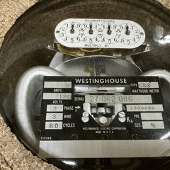 VINTAGE WESTINGHOUSE WATTHOUR METER ~ THREE PHASE ~ 3 WIRE ~ 5 AMP ~ CS-2 TYPE