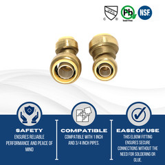 5 Pcs XFITTING Push Fit 3/4 Inch x 1 Inch Push Fit 45 Degree Elbow