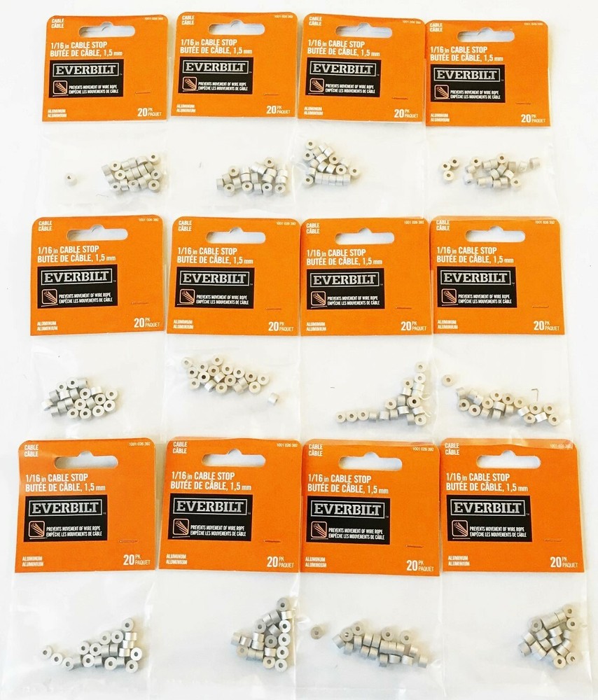 240pcs EVERBILT 1/16″ ALUMINUM CABLE STOPS SLEEVES SWAGE WIRE ROPE CABLE 964861
