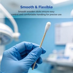 500pcs Cotton Tipped Applicators 6″（15.2cm）Wood Shaft Medical Disposable Clean
