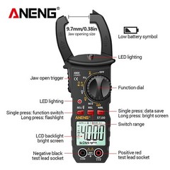 Digital Multimeter Tester AC DC Volt Amp Clamp Meter Auto Range LCD Handheld