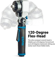 3/8 In. Flex-Head Air Angle Impact Wrench, 220 Ft. Lbs.