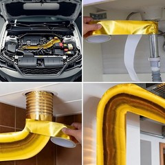Aluminum Foil Tape, 2in x 33FT Fiberglass Heat Shield Tape, Golden Self-Adhes…