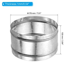 180mm/7″ Duct Connector, Galvanized Steel Duct Coupling, 4″ Long
