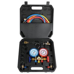 4CFM 1/3HP Air Vacuum Pump & Manifold Gauge Set HVAC+R134A R502 R22 R12 Kit A/C