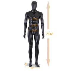 Male Mannequin Dress Form 73″ Adjustable Mannequin Full Body Stand w/Base Black