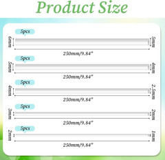 25 Pcs ABS Plastic round Tubes 5 Sizes ABS White Bars Rod Hollow 2Mm 3Mm 4Mm 5Mm