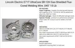 Lincoln Electric E71T UltraCore SR-12H Flux-Cored MIG Welding Wire .045″ 15 Lb