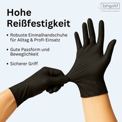 Bingold Disposable Gloves Nitrile 35BLACK, Black L Cardboard Cleaning Gloves