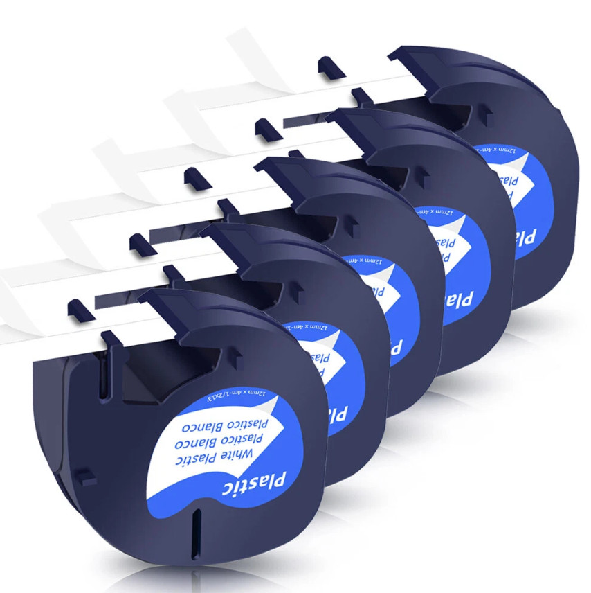 5PK White Plastic Label Tape for DYMO LetraTag LT100T LT100H QX50 91331 12MM