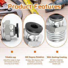 10 Pcs Push to Connect Fittings 4mm Tube OD x 1/4 Inch NPT Thread, Male Straight