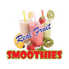 Food Truck Decals Real Fruit Smoothies Restaurant & Food Concession Sign Red