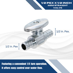 10) 1/2″ PEX X 1/2″ PEX STRAIGHT STOP VALVES 1/4 TURN FULL PORT LEAD-FREE NSF