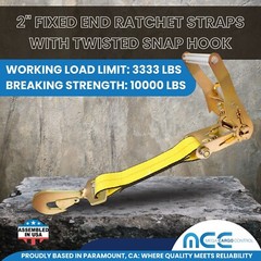 USA Heavy Duty 2″ Fixed Short End Strap Twisted Flat Hook for Towing Car Hauler