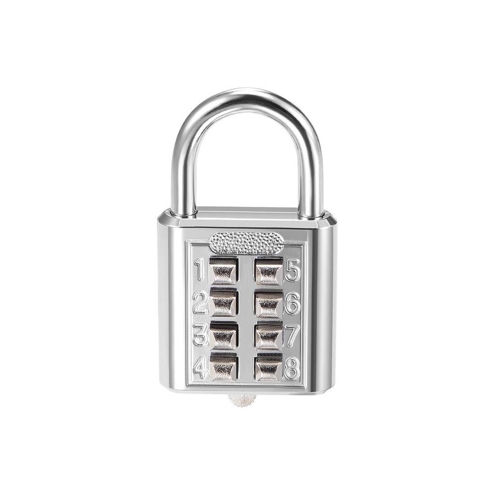 uxcell 8-Digit Combination Padlock Push Button Lock for Locker Silver Tone