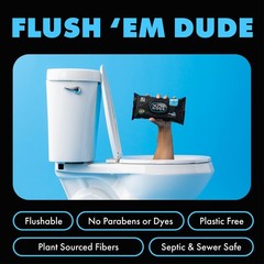 DUDE Wipes 6-Pack Flushable Adult Wet Wipes Unscented Vitamin E Aloe Large