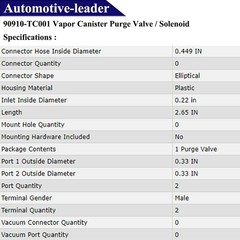 90910-TC001 Vapor Canister Purge Valve Vacuum Solenoid Valve Switch for Toyota 4