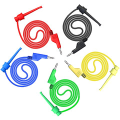 5PC 4mm Stackable Banana Plug To Test Hook Clip Test Leads Mini Grabber Cables