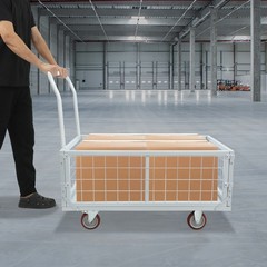 4-in-1 Heavy Duty Platform Truck Cart w/ Cage, Multi-Purpose Push Cart, 13.9in