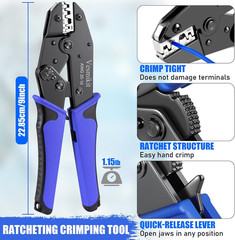 Crimping Tool for Non-Insulated Open Barrel Terminals-Awg 20-10 Ratchet Wire Cri