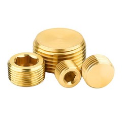 Brass Pipe Plug Male Thread Hexagon Internal Head Socket Fitting Brass Cap Bung