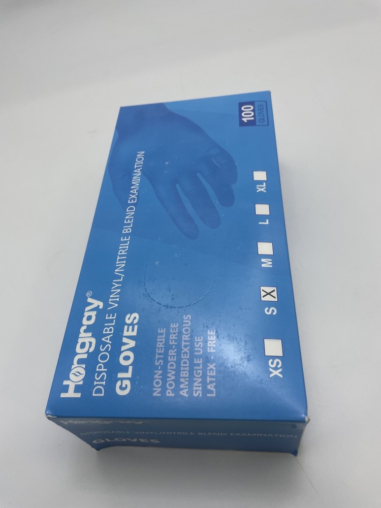 HONGRAY EXAMINATION GLOVES NITRILE VINYL BLEND, BOX OF 100 – SIZE S – BLUE