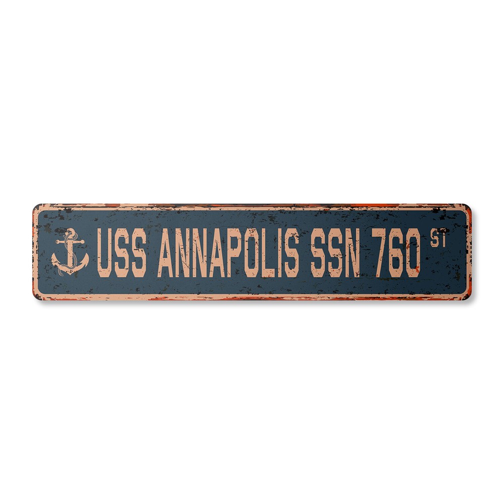 USS ANNAPOLIS SSN 760 Vintage Street Sign us navy ship veteran sailor rustic