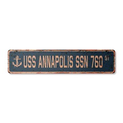 USS ANNAPOLIS SSN 760 Vintage Street Sign us navy ship veteran sailor rustic