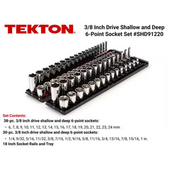 3/8 In. Drive 6-Point Socket Set with Rails (1/4 In.-1 In., 6 Mm-24 Mm) (68-Piec