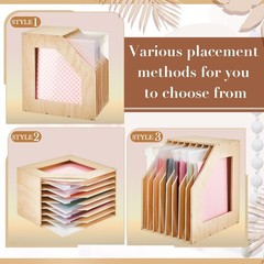 ReliThick 1 Pcs 12×12 Paper Storage Organizer Wood Slope Design Scrapbook Fil…