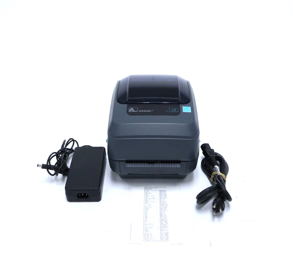 Zebra GX420t USB Thermal Label Printer GX42-102410-000 w/ Power Adapter