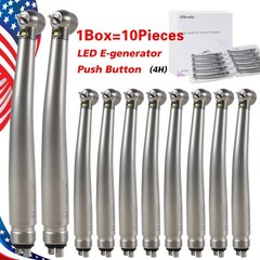 10 PCS Dental LED E-Generator Fiber Optic High Speed Handpiece 4 Hole NSK Style