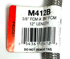 FLUID MASTER M412B 3/8″ X 12″ COMPRESSION SS BRAIDED FAUCET CONNECTOR