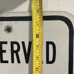 Authentic RESERVED FOR LAW ENFORCEMENT Retired Parking Sign Florida 18”x12” RARE
