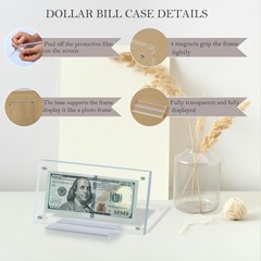 LONCHDAN 2Pcs Dollar Bill Frame Display Acrylic Transparent-2