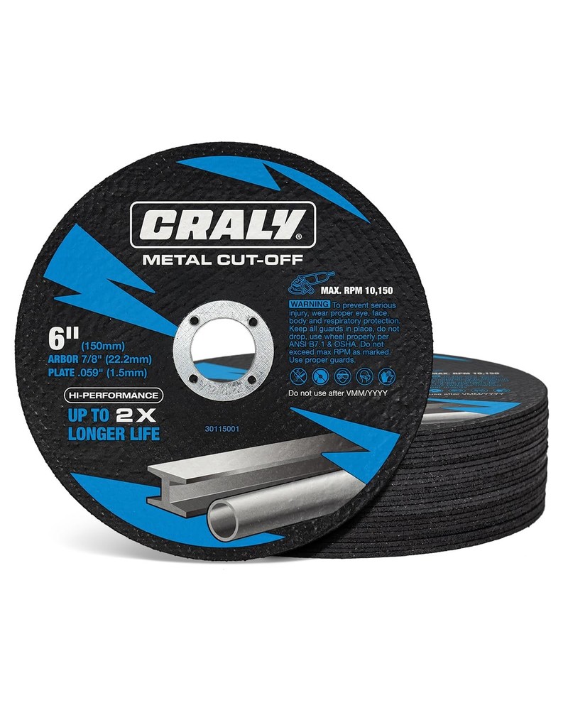 30115001-25 6 Inch Cut-Off Wheels, 7/8 Inch Arbor, 25-Pack