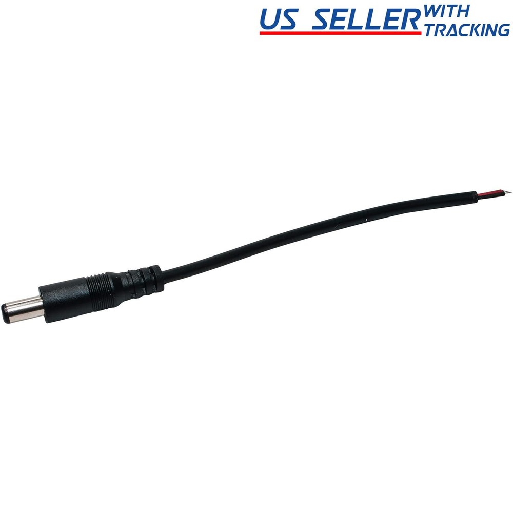 DC Power Pigtail Male 5.5×2.1mm Barrel Plug 6″ Wire Cable for LED Strip Light