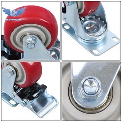 4PCS 3 Inch Heavy Duty Swivel Caster Wheels with Brake, Safety Locking Casters
