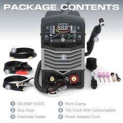 250A TIG Welder AC/DC with Pulse Spot TIG Stick 110/220V Aluminum Welding